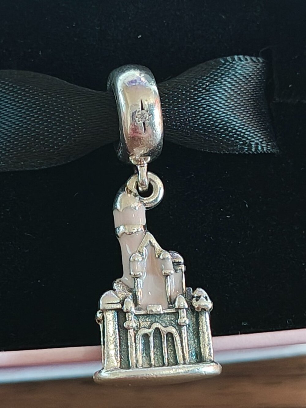 Authentic Pandora Disneyland Castle Dangle 797482EN124 Sterling Silver Pink Enam